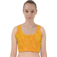 Sunshine Orange Velvet Racer Back Crop Top by retrotoomoderndesigns