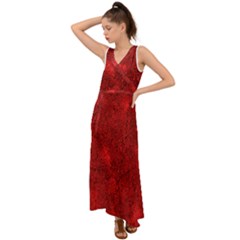 Bright Red Dream V-neck Chiffon Maxi Dress