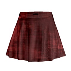 Red Grunge Mini Flare Skirt by retrotoomoderndesigns