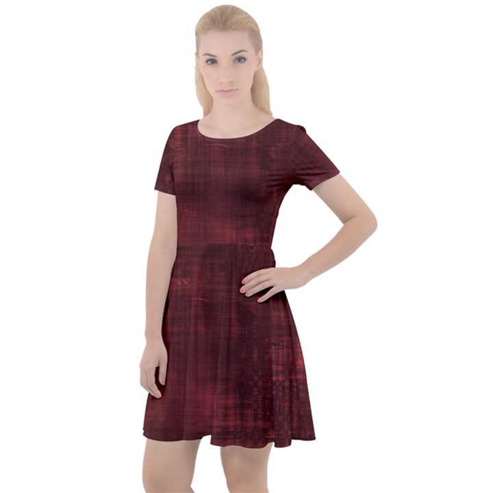 Red Grunge Cap Sleeve Velour Dress 