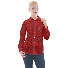 Bright Red Dream Women s Long Sleeve Pocket Shirt