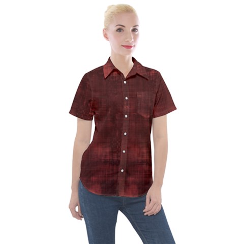 Red Grunge Women s Short Sleeve Pocket Shirt by retrotoomoderndesigns