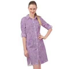 Lavender Elegance Long Sleeve Mini Shirt Dress by retrotoomoderndesigns