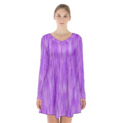 Purple Lavender Splash Long Sleeve Velvet V-neck Dress by retrotoomoderndesigns