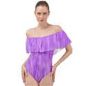 Purple Lavender Splash Off Shoulder Velour Bodysuit  View1