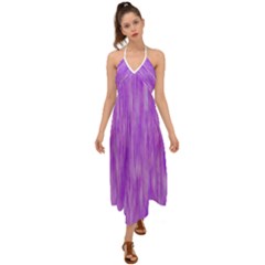 Purple Lavender Splash Halter Tie Back Dress 