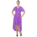 Purple Lavender Splash Front Wrap High Low Dress View1