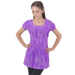 Purple Lavender Splash Puff Sleeve Tunic Top by retrotoomoderndesigns