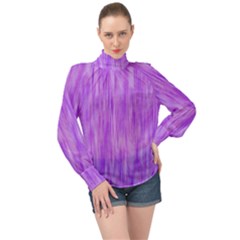 Purple Lavender Splash High Neck Long Sleeve Chiffon Top by retrotoomoderndesigns