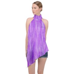 Purple Lavender Splash Halter Asymmetric Satin Top by retrotoomoderndesigns