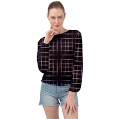 Neon Purple Black Grid Banded Bottom Chiffon Top