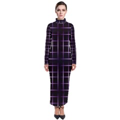 Neon Purple Black Grid Turtleneck Maxi Dress by retrotoomoderndesigns