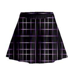 Neon Purple Black Grid Mini Flare Skirt by retrotoomoderndesigns