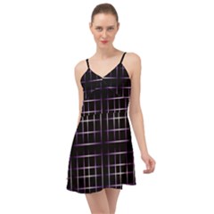 Neon Purple Black Grid Summer Time Chiffon Dress