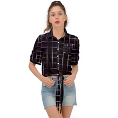 Neon Purple Black Grid Tie Front Shirt 