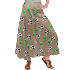 Bunnies Pattern Satin Palazzo Pants by bloomingvinedesign