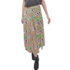 Bunnies Pattern Velour Split Maxi Skirt