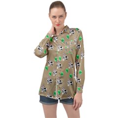 Bunnies Pattern Long Sleeve Satin Shirt