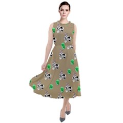 Bunnies Pattern Round Neck Boho Dress