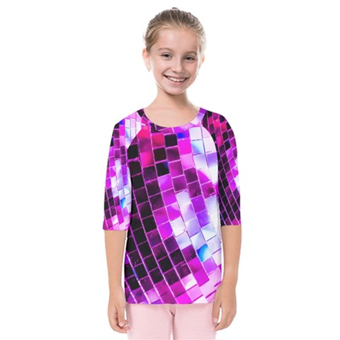 Purple Disco Ball Kids  Quarter Sleeve Raglan Tee by essentialimage