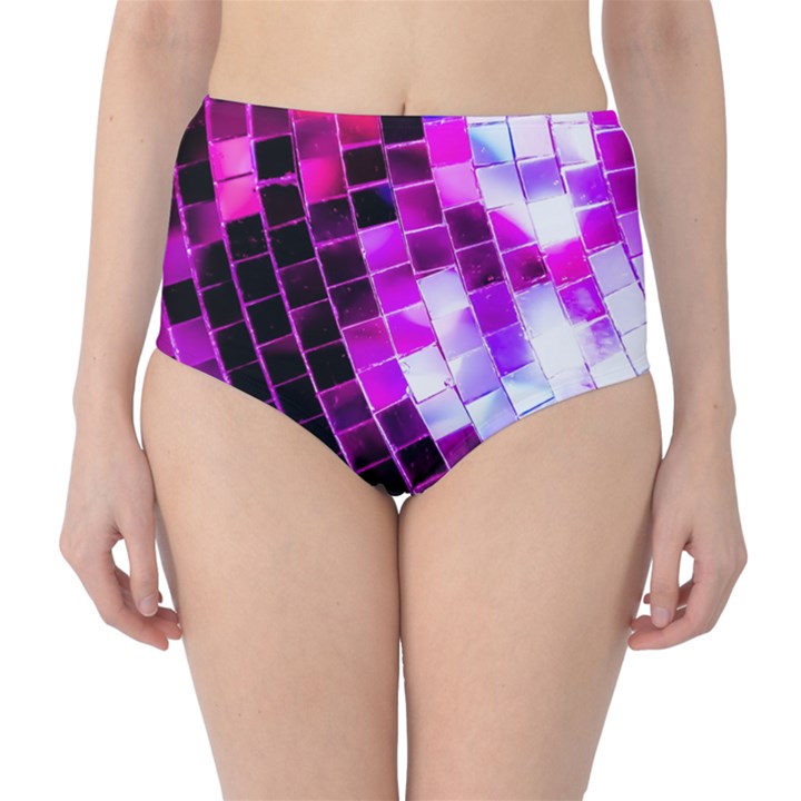 Purple Disco Ball Classic High-Waist Bikini Bottoms