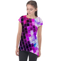 Purple Disco Ball Cap Sleeve High Low Top