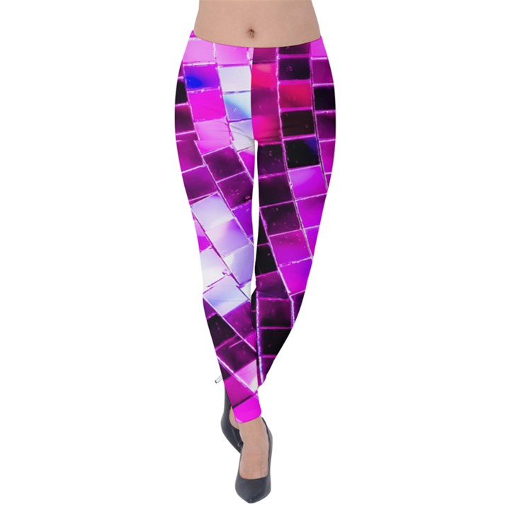 Purple Disco Ball Velvet Leggings