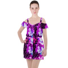 Purple Disco Ball Ruffle Cut Out Chiffon Playsuit by essentialimage