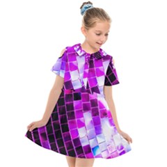 Purple Disco Ball Kids  Short Sleeve Shirt Dress by essentialimage