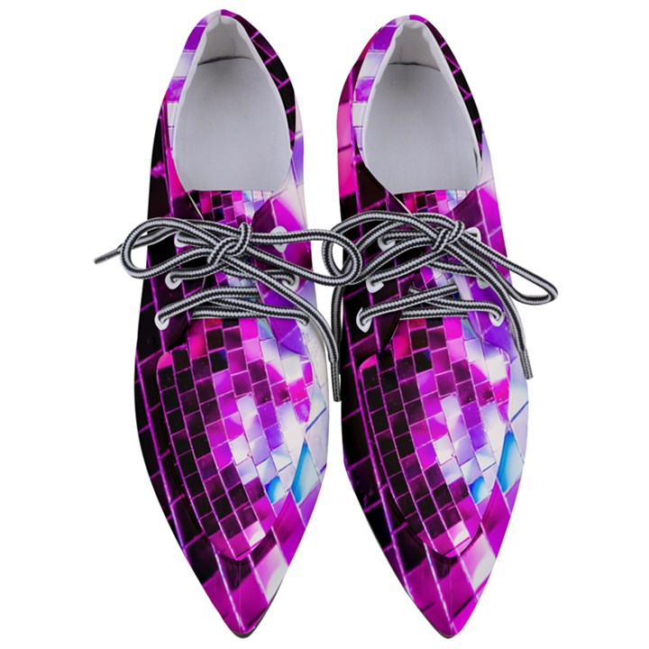 Purple Disco Ball Women s Pointed Oxford Shoes