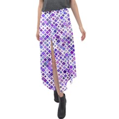 Purple Squared Velour Split Maxi Skirt