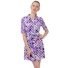 Purple Squared Belted Shirt Dress by retrotoomoderndesigns