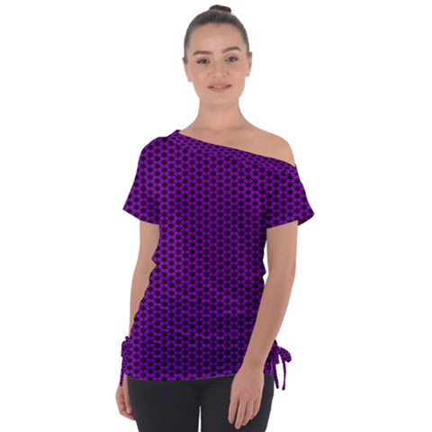 Purple Star Lattice Tie-up Tee by retrotoomoderndesigns