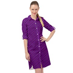 Purple Star Lattice Long Sleeve Mini Shirt Dress by retrotoomoderndesigns