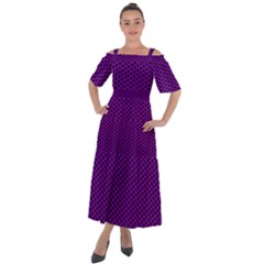 Purple Star Lattice Shoulder Straps Boho Maxi Dress 