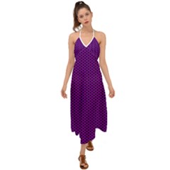 Purple Star Lattice Halter Tie Back Dress 