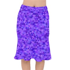 Shades Of Purple Triangles Short Mermaid Skirt by retrotoomoderndesigns