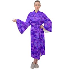 Shades Of Purple Triangles Maxi Velour Kimono by retrotoomoderndesigns