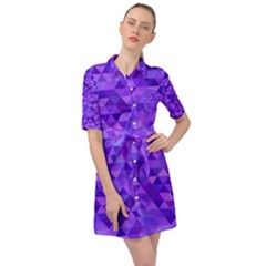 Shades Of Purple Triangles Belted Shirt Dress by retrotoomoderndesigns