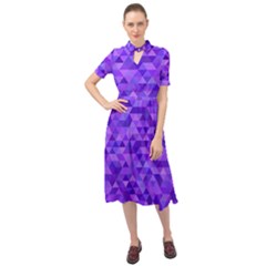 Shades Of Purple Triangles Keyhole Neckline Chiffon Dress