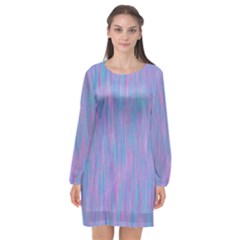 Purple Turquoise Watercolors Long Sleeve Chiffon Shift Dress  by retrotoomoderndesigns