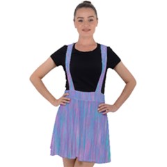 Purple Turquoise Watercolors Velvet Suspender Skater Skirt