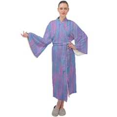 Purple Turquoise Watercolors Maxi Velour Kimono by retrotoomoderndesigns