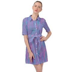 Purple Turquoise Watercolors Belted Shirt Dress by retrotoomoderndesigns