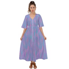 Purple Turquoise Watercolors Kimono Sleeve Boho Dress