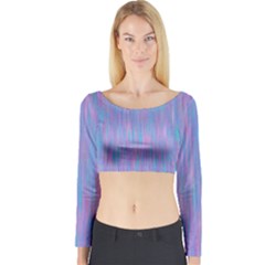 Purple Turquoise Watercolors Long Sleeve Crop Top by retrotoomoderndesigns