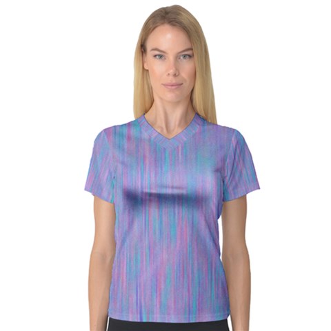 Purple Turquoise Watercolors V-neck Sport Mesh Tee by retrotoomoderndesigns