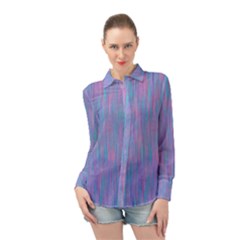 Purple Turquoise Watercolors Long Sleeve Chiffon Shirt