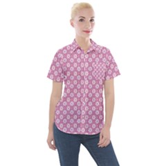 Pretty Pink Flowers Women s Short Sleeve Pocket Shirt