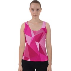 Abstract Pink Triangles Velvet Tank Top by retrotoomoderndesigns